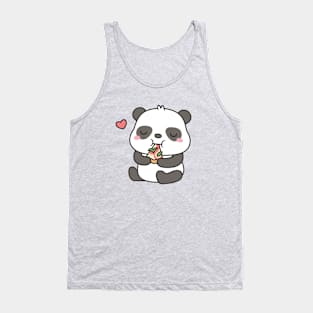 Cute Little Panda Enjoying Pizza Tank Top